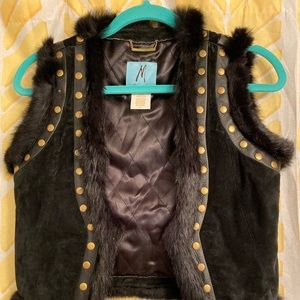 Guess by Marciano leather and fur vest